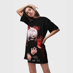 Футболка женская длинная Tokyo Ghoul Токийский Гуль Who am I, цвет: 3D-принт — фото 2
