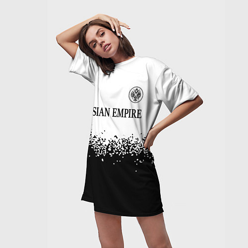 Женская длинная футболка RUSSIAN EMPIRE - ГЕРБ Спрей / 3D-принт – фото 3