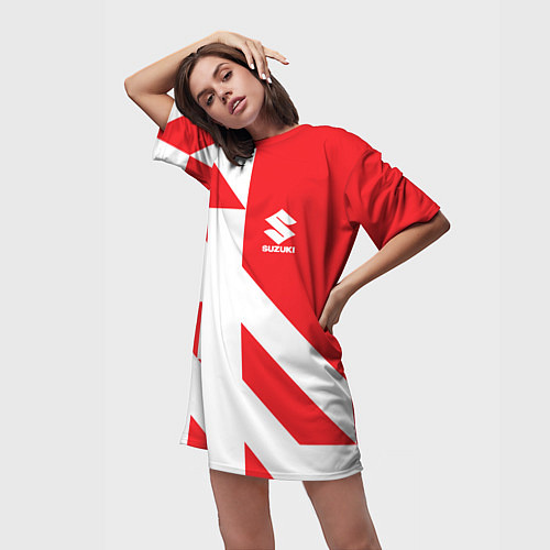Женская длинная футболка SUZUKI autosport / 3D-принт – фото 3