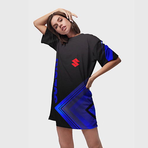 Женская длинная футболка SUZUKI СУЗУКИ / 3D-принт – фото 3