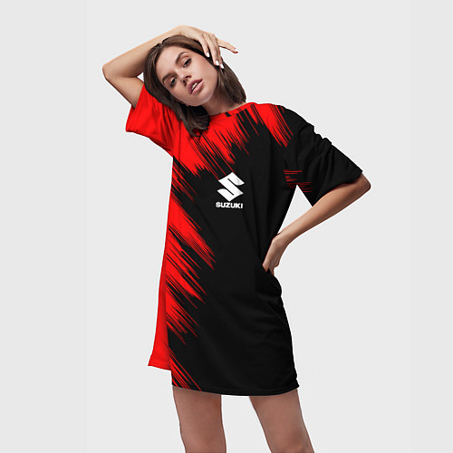 Женская длинная футболка SUZUKI sport / 3D-принт – фото 3