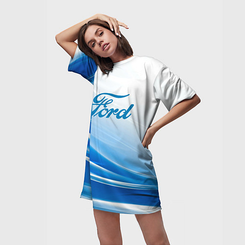 Женская длинная футболка Форд abstraction / 3D-принт – фото 3