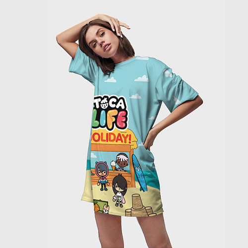 Женская длинная футболка Toca Life Holiday! / 3D-принт – фото 3