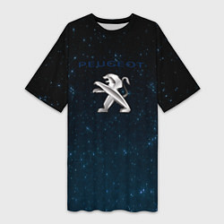 Футболка женская длинная Peugeot звезды, цвет: 3D-принт