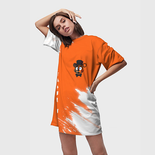 Женская длинная футболка ФНАФ - ФРЕДДИ - Краска / 3D-принт – фото 3