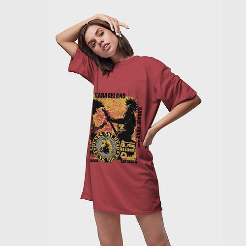 Женская длинная футболка Punk Rock Панки Живы / 3D-принт – фото 3