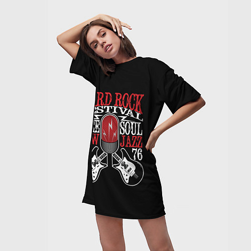 Женская длинная футболка HARD ROCK FESTIVAL / 3D-принт – фото 3