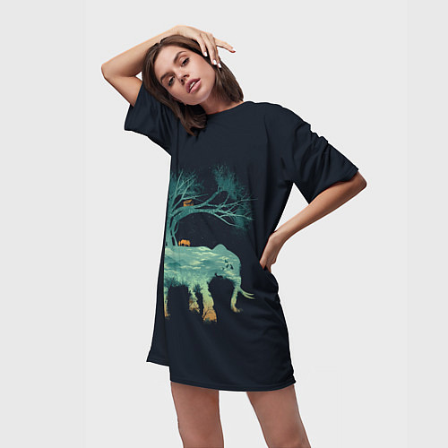 Женская длинная футболка Душа природы - Африка / 3D-принт – фото 3
