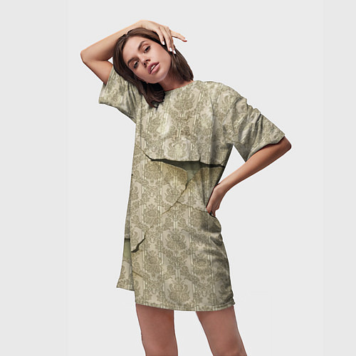 Женская длинная футболка Рваные обои Авангард / 3D-принт – фото 3