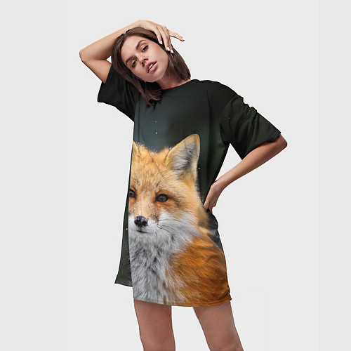 Женская длинная футболка Красавица Лиса / 3D-принт – фото 3