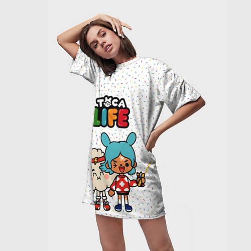 Женская длинная футболка Toca Life Art / 3D-принт – фото 3