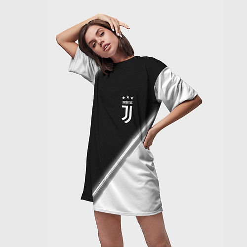 Женская длинная футболка ЮВЕНТУС Juventus Краска / 3D-принт – фото 3