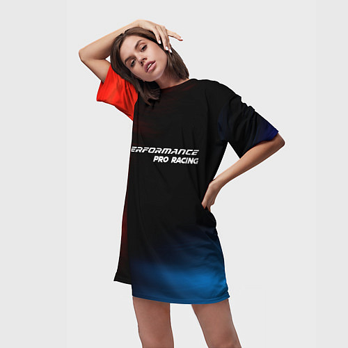 Женская длинная футболка БМВ Pro Racing Космос / 3D-принт – фото 3
