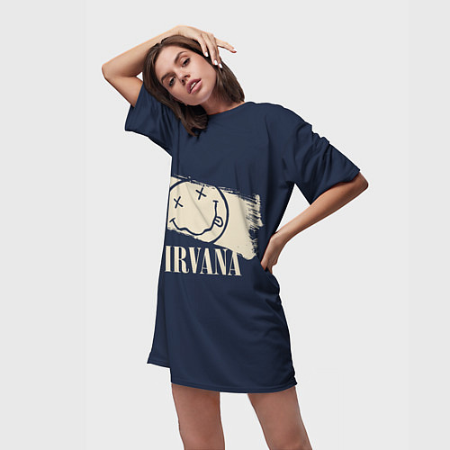 Женская длинная футболка NIRVANA Рок Группа / 3D-принт – фото 3