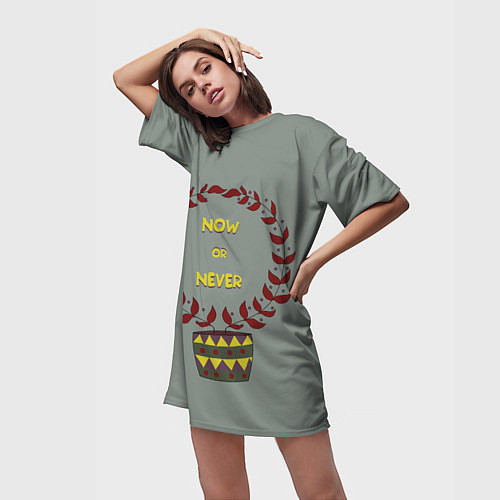 Женская длинная футболка Цветочный горшок now or never / 3D-принт – фото 3