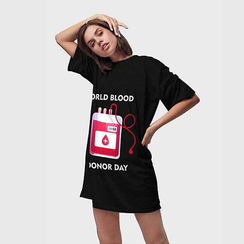 Женская длинная футболка Капельница / 3D-принт – фото 3
