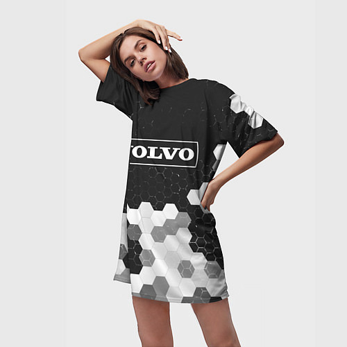 Женская длинная футболка VOLVO - Соты / 3D-принт – фото 3