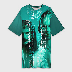 Футболка женская длинная Placebo - turquoise, цвет: 3D-принт