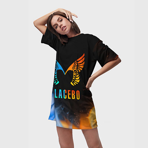 Женская длинная футболка Placebo, Logo / 3D-принт – фото 3