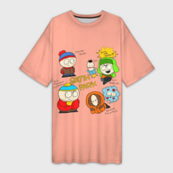 Футболка женская длинная Южный парк персонажи South Park, цвет: 3D-принт