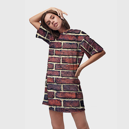 Женская длинная футболка Brick Wall / 3D-принт – фото 3