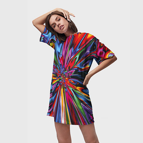 Женская длинная футболка Color pattern Impressionism / 3D-принт – фото 3