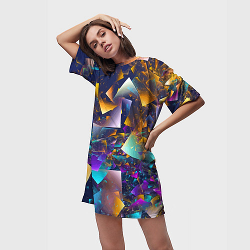 Женская длинная футболка Expressive pattern Vanguard / 3D-принт – фото 3