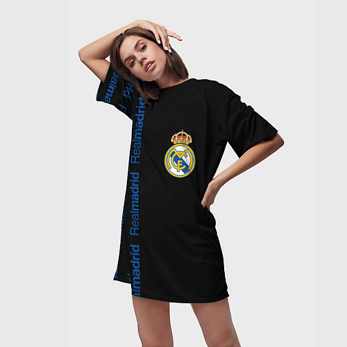 Женская длинная футболка REAL MADRID Разводы / 3D-принт – фото 3