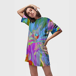 Футболка женская длинная Abstract color pattern Summer 2022, цвет: 3D-принт — фото 2