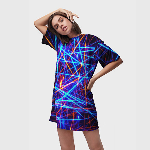 Женская длинная футболка Neon pattern Fashion 2055 / 3D-принт – фото 3