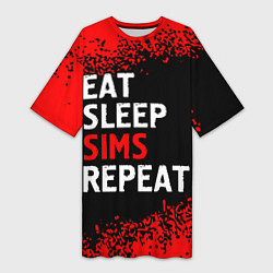 Женская длинная футболка Eat Sleep Sims Repeat Краска