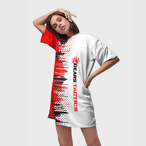 Женская длинная футболка GEARS TACTICS texture / 3D-принт – фото 3