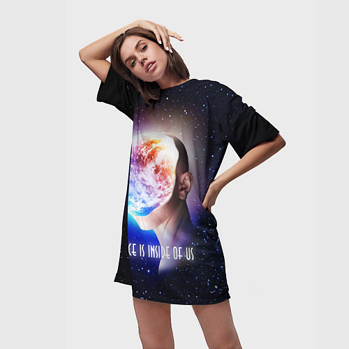 Женская длинная футболка Космос внутри нас / 3D-принт – фото 3