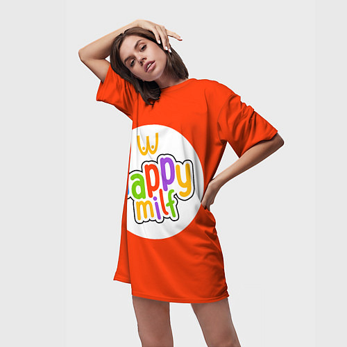 Женская длинная футболка HAPPY MILF / 3D-принт – фото 3