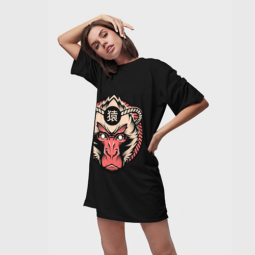 Женская длинная футболка Символ обезьяны / 3D-принт – фото 3