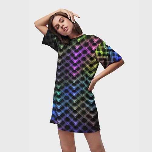 Женская длинная футболка Color vanguard pattern 2025 Neon / 3D-принт – фото 3
