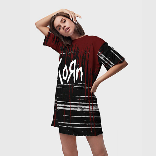 Женская длинная футболка KoЯn Корн потеки / 3D-принт – фото 3