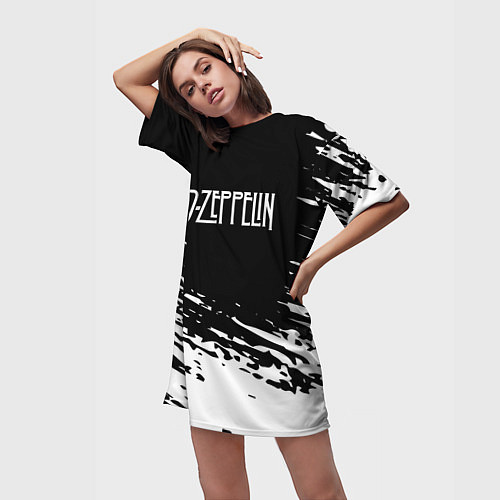Женская длинная футболка LED ZEPPELIN ЛЕД ЗЕППЕЛИН / 3D-принт – фото 3