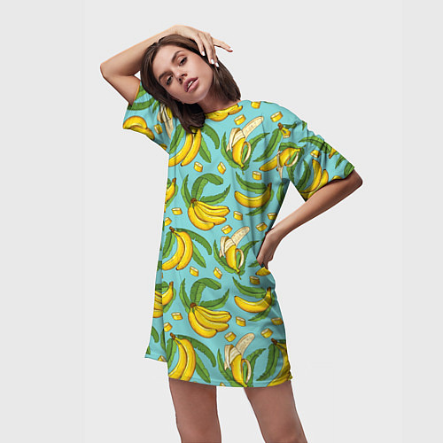 Женская длинная футболка Banana pattern Summer Fashion 2022 / 3D-принт – фото 3