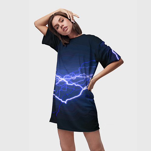 Женская длинная футболка Lightning Fashion 2025 Neon / 3D-принт – фото 3