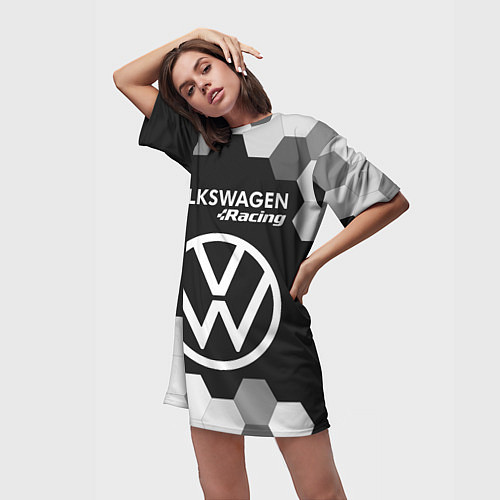 Женская длинная футболка VOLKSWAGEN RACING Графика / 3D-принт – фото 3
