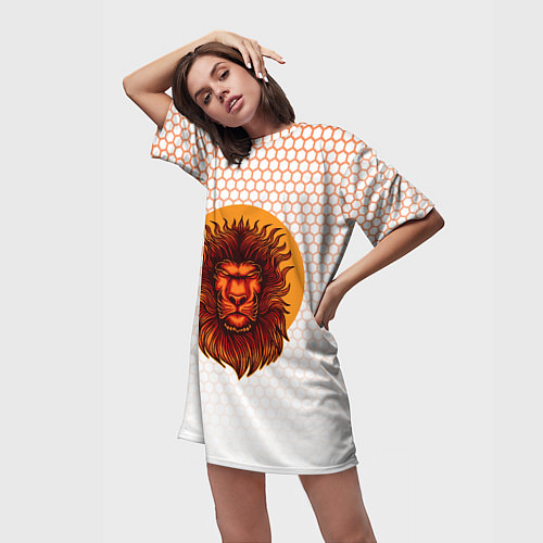Женская длинная футболка Солнечный лев / 3D-принт – фото 3