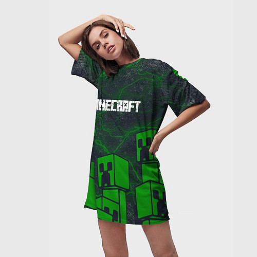 Женская длинная футболка Minecraft майнкрафт Зомби / 3D-принт – фото 3