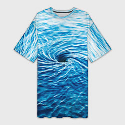 Футболка женская длинная Водоворот Океан, цвет: 3D-принт
