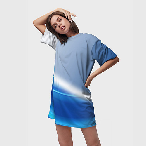 Женская длинная футболка Цифровая волна / 3D-принт – фото 3