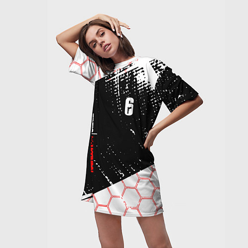 Женская длинная футболка RAINBOW SIX SIEGE 6 соты / 3D-принт – фото 3