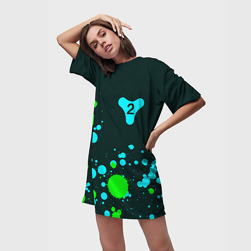 Женская длинная футболка ДЕСТИНИ 2 Краска FS / 3D-принт – фото 3