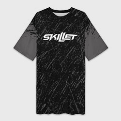 Футболка женская длинная Skillet Скиллет Logotip, цвет: 3D-принт