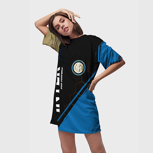 Женская длинная футболка INTER Pro Football Краска / 3D-принт – фото 3