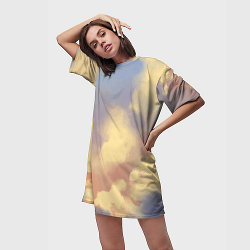 Женская длинная футболка Облачное небо на закате / 3D-принт – фото 3